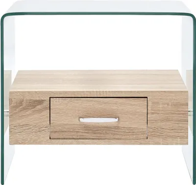 Obrázok produktu pre vidaXL Konferenčný stolík so zásuvkou 50x50x45 cm Tvrdené sklo