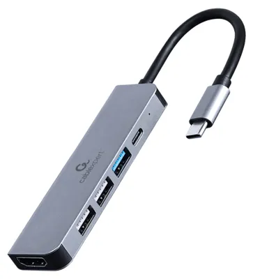 Produktbild von Gembird A-CM-COMBO5-03 Adapter 5-in-1 USB-Hub mit 3 Anschlüssen Typ-C-Kabel