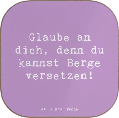 Produktbild von Mr. & Mrs. Panda Tischuntersetzer Spruch Selbstvertrauen stärken - Lavendeltraum - Geschenk, Lebensfreude, gläseruntersetzer, Vertrauen, Trost, Glaube an dich, Motivation