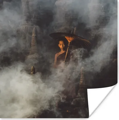 Produktbild von MuchoWow® Poster Buddhist in buddhistischem Tempel 100x100 cm - Babyzimmer