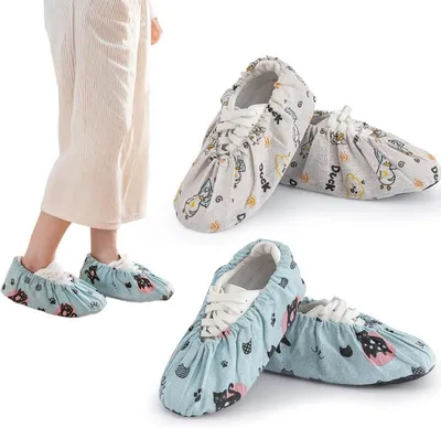 Produktbild von 2 Paar Überschuhe - Größen 35–44 - Wiederverwendbare - Erwachsene - Rutschfeste - Waschbar - Unisex – Für Hütten und staubdichte Werkstätten