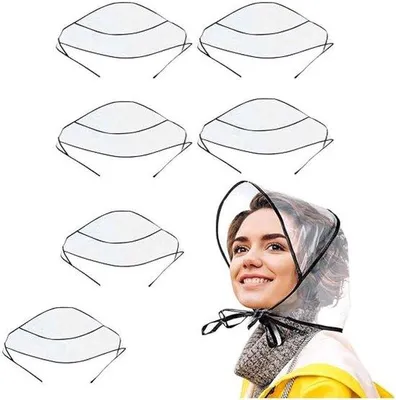 Produktbild von Regenhoedensatz - 6er transparente wasserdichte Regenmützen - Transparente Mützenhalter - Wasserdichte Mützen - Freiluftregenmützen - Uni - Wiederverwendbar, geeignet für die Trage während Freiluftaktivitäten bei regnerischen Tagen, Schwarz