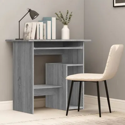Image de The Living Store Bureau gris Sonoma 80x45x74 cm bois composite