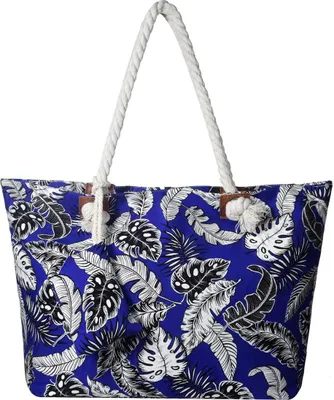 Produktbild von Große Strandtasche Shopper mit Reißverschluss - Blätter und Federn
