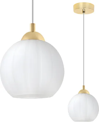 Image de Suspension COSTA Or 1 ampoule Blanc Boule E27