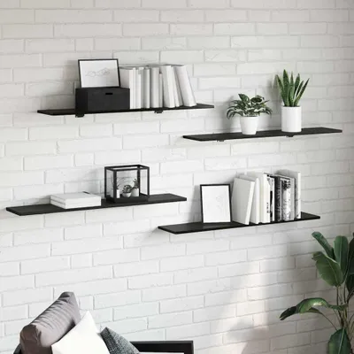 Obrázok produktu pre Maison Exclusive - Police 4 ks Čierna 100 x 20 x 1,5 cm Drevený materiál