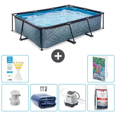 Obrázok produktu pre Exit Pool obdĺžnikový – vzhľad kameňa – 300 x 200 x 65 cm – 7-dielny  S329