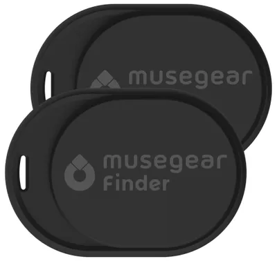 Produktbild von musegear® Schlüsselfinder Mini mit Bluetooth App I Keyfinder laut für Handy in schwarz - 2er Pack I GPS Ortung/Kopplung I Schlüssel Finden