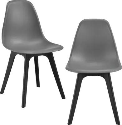Produktbild von [en.casa] 2x Design Stühle Grau & Schwarz Esszimmer Stuhl Kunststoff im Skandinavischem Stil
