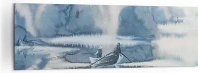 Produktbild von Bild auf Leinwand - Leinwandbild - Boot Fischer Wasser - 160x50cm - Wand Bild - Wanddeko - Leinwanddruck - Bilder - Kunstdruck - Wanddekoration - Leinwand bilder - Wandkunst - AB160x50-3864