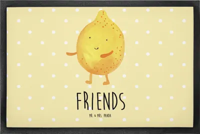 Produktbild von Mr. & Mrs. Panda Schmutzfangmatte Beste Freunde Zitrone 50 x 75 cm - Gelb Pastell - Geschenk, Schuhabstreifer, Lustige Sprüche, fußmatte, Eingangsteppich, Schmutzmatte