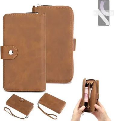 Produktbild von K-S-Trade Handyhülle Schutzhülle kompatibel mit Xiaomi Civi 2 & Portemonnee Tasche Handytasche Case Etui Geldbörse Wallet braun (1x)