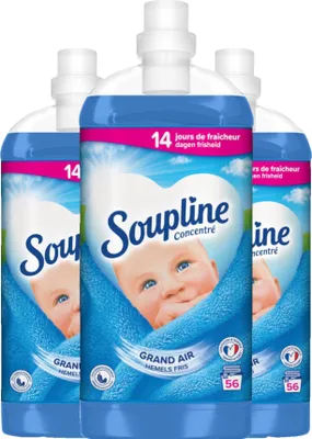 Produktbild von Soupline Heavenly Fresh Konzentrierter Weichspüler – 3x56 Waschgänge – Vorteilspack