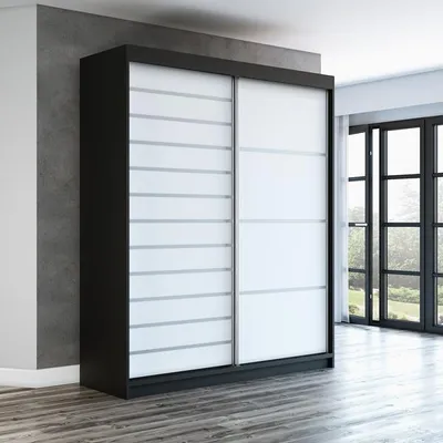 Produktbild von Schwebetürenschrank, 2-türig Schrank! Moderne Garderobe für Kleidung. Verschiedene Farben (Weiß, Schwarz, Somona) Kleiderschrank COLIN 180 cm