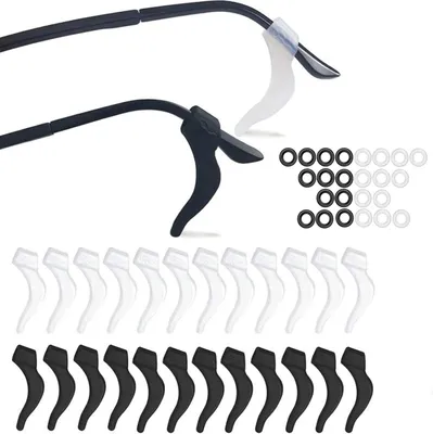 Produktbild von Brillenhalter - 24 Stück (12 Paar) Brillenbügel Antirutsch, Universelle Brillen Zubehör für Brillen, Sonnenbrillen und Lesebrillen, Ideal als Brille Antirutsch für Sport und Alltag, Rutschfeste Passfo