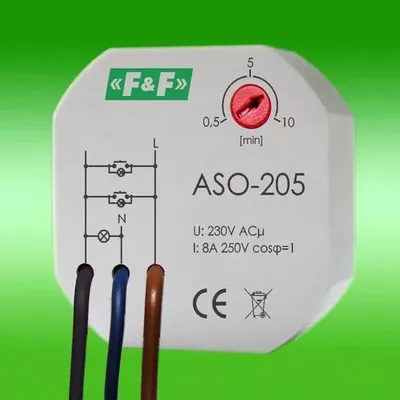 Image de ASO-205 Minuterie d'escalier encastrée 10A 1Z 0.5-10MIN 230V AC IP20 Raccordement 3X DY 1.0MM2