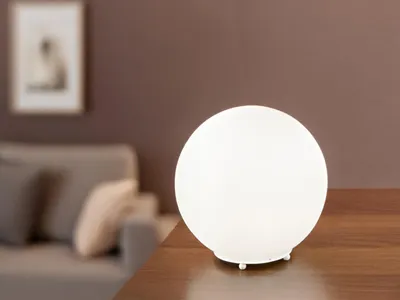 Produktbild von Kleine LED Nachttischlampe Glaskugel Lampenschirm Opalweiß Ø 20cm für Sideboard