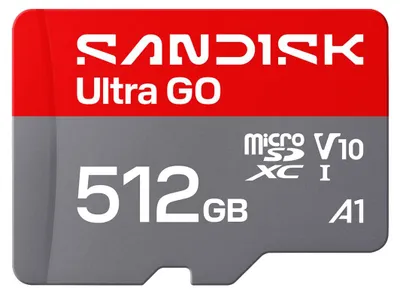 Obrázok produktu pre SanDisk Ultra GO, 512 GB, MicroSDXC, UHS-I, 190 MB/s, V10, Šedá, Červená
