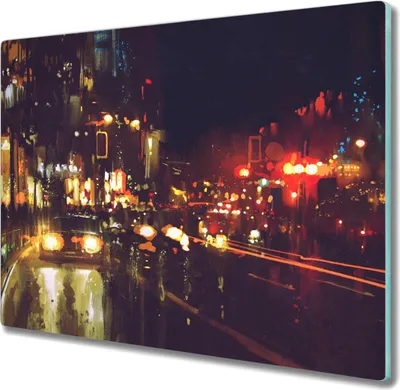Produktbild von Coloray Hackbrett Herdabdeckplatte 60x52 cm Küchenbrett Kochplattenabdeckung Schneidebrett - Nachtstadtstraße