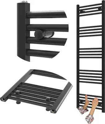 Obrázok produktu pre Granitan | Kúpeľňový radiátor Breno - 50/150 cm - Čierny - Elegantný dizajn - Funkcia ohrievača uterákov
