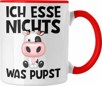 Produktbild von Trendation - Veganer Tasse Geschenk Ich Esse Nichts Was Pupst Vegetarier Vegan Geschenkidee Lustiger Spruch (Rot)