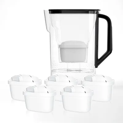 Immagine prodotto di Caraffa filtrante per acqua Wessper, capacità 2,7 litri, set con 6 filtri, colore nero