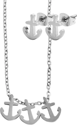 Produktbild von Akzent Edelstahl Schmuckset Kette + Ohrstecker