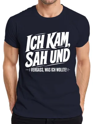 Immagine prodotto di "Sono arrivato, ho visto e ho dimenticato cosa volevo." T-shirt da uomo, blu navy, taglia XL. (Dichiarazione ironica e sarcastica.)