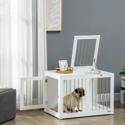 Immagine prodotto di Gabbia per cani - Trasportino per cani - Cuccia per cani - Gabbia per cani di taglia media - Trasportino per animali - Bianco - Alluminio