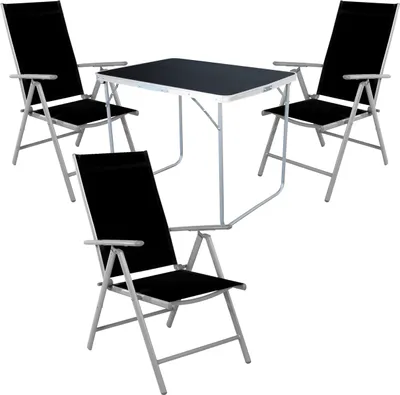 Produktbild von 4-tlg Camping Set Gartenmöbel Campingtisch + 3 Campingstuhl Klappstuhl