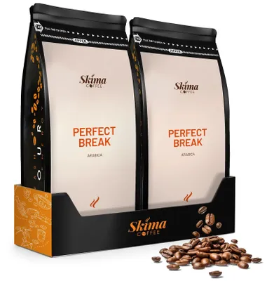 Produktbild von Kaffeebohnen 2 x 1 kg PERFEKTE PAUSE 100 % Arabica frisch geröstet + Tassenuntersetzer