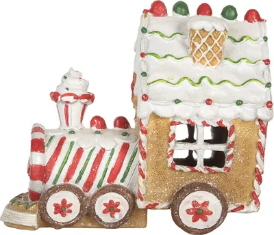 Produktbild von Clayre & Eef Weihnachtsdekoration mit LED-Beleuchtung und Musik Zug 21x12x17 cm Braun Kunststoff