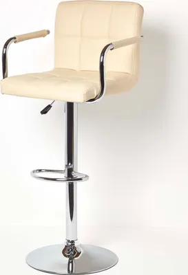 Produktbild von HOMESCAPES Kunstleder Barstuhl mit Armlehnen „Bramley“ Thekenstuhl mit Rückenlehne Barhocker höhenverstellbar 62-82cm - creme