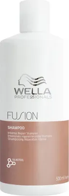 A bottle of Wella Professionals Fusion Intense Repair Shampoo.