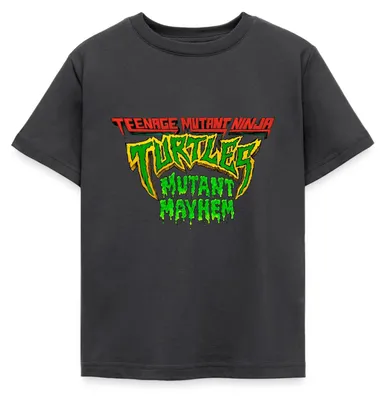 Produktbild von Spreadshirt TMNT Mutant Mayhem Logo Kinder T-Shirt, 122/128 (7-8 Jahre), Dunkelgrau