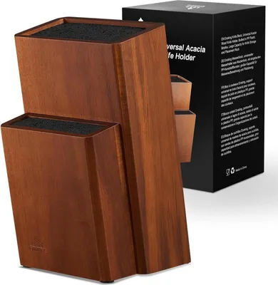 Image de Bloc à couteaux en bois d'acacia Porte-couteaux poils synthétiques Cuisine universelle