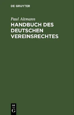 Produktbild von Handbuch des deutschen Vereinsrechtes