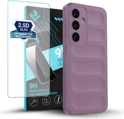 Produktbild von Handy Hülle für Samsung Galaxy S24 mit 9H Displayglas Displayschutz Plus Grip Case Cover Schutzhülle Softgrip Farbe: Violett