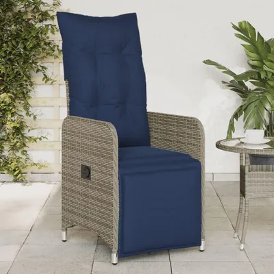 Produktbild von Möbel Gartensessel Verstellbar mit Kissen Grau Poly Rattan - Gartenstühle 365699