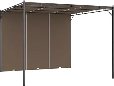 Produktbild von vidaXL Gartenpavillon mit Seitenvorhang 3x3x2,25 m Taupe