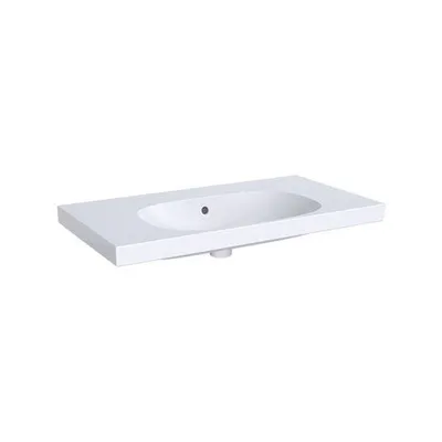 Produktbild von Geberit Waschtisch ACANTO 900 x 482 mm, mit Ablagefläche und Überlauf, ohne Hahnloch weiß KeraTect