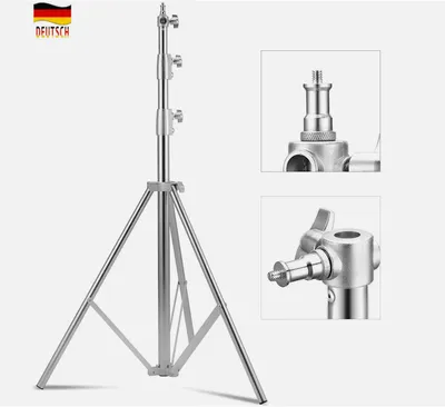 Produktbild von 2.8m Edelstahl Lichtstativ Lampenstativ Einstellbarer Ständer für Fotostudio