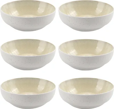 Produktbild von Schalen - Ø 17 cm - Beige - Weiß - Steingut - mit Reliefprägung - 6er Set