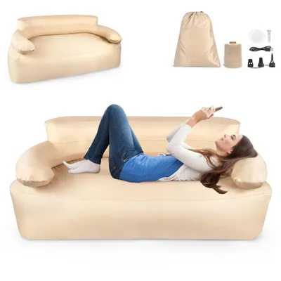 Produktbild von TWOLIIN Nafukovacia pohovka Air Sofa Camping Prenosná kempingová pohovka Nafukovacia pohovka s integrovanou elektrickou vzduchovou pumpou Lenivá pohovka pre vonkajšie vnútorné cestovanie Party Beach, Dvojitá pohovka