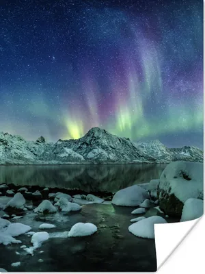 Produktbild von MuchoWow® Poster Meer - Eis - Nordlicht - Winter - Natur 30x40 cm - Wandplakat - Poster Kinderzimmer