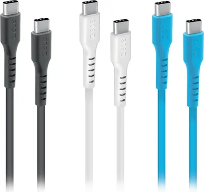 Produktbild von SBS TEKITCC3X1WBK, 1,2 m, USB C, USB C, USB 2.0, Schwarz, Blau, Weiß