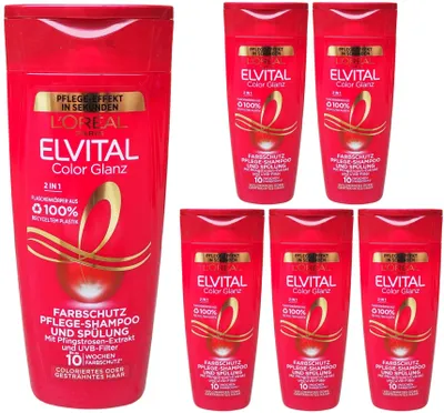 Produktbild von Loreal Elvital Color Glanz 2in1 Shampoo & Spülung Farbschutz 6x 250ml