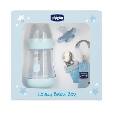 Image de Biberon anti-colique Chicco Lovely Baby Boy Perfect 5, 150ml + tétine Physioforma Mini Soft + ruban de tétine