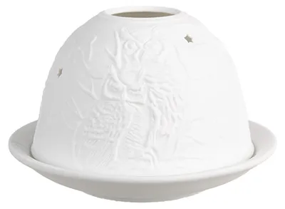 Immagine prodotto di Portacandele Clayre & Eef Ø 12x8 cm Gufo in porcellana bianca