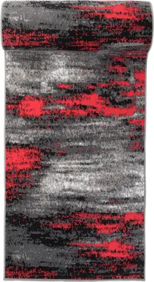 Produktbild von Teppichläufer Läufer Modern Abstrakt Muster, z905e-black, Grau Rot, 60 x 200 cm